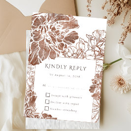 Tarjeta De Confirmación De Asistencia Elegante Boda Boho Floral Terracotta Brown