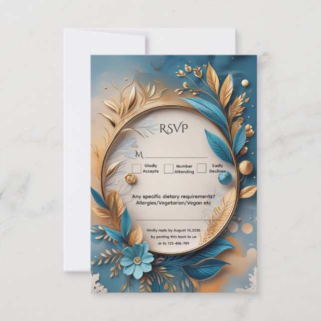 Tarjeta De Confirmación De Asistencia Elegante Boda Botánico De Lujo (Anverso)