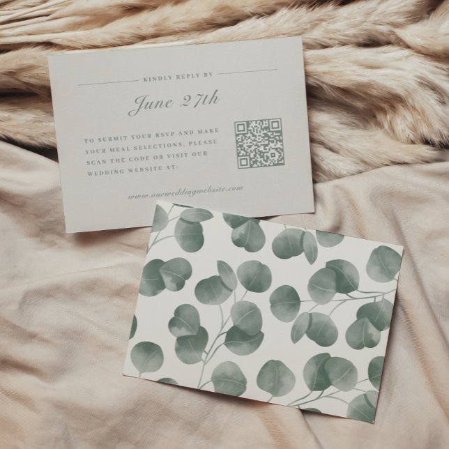 Tarjeta De Confirmación De Asistencia Elegante Boda botánico de marfil y salvia otoño (Subido por el creador)