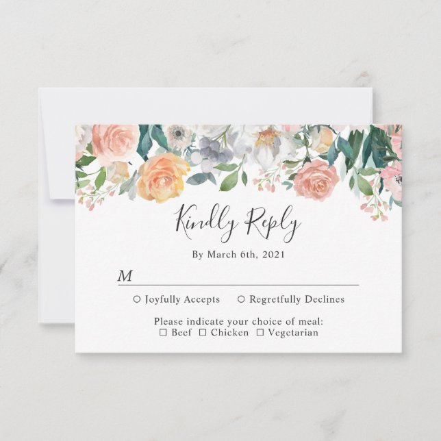 Tarjeta De Confirmación De Asistencia Elegante Boda Botánico Floral Secreto Garden (Anverso)
