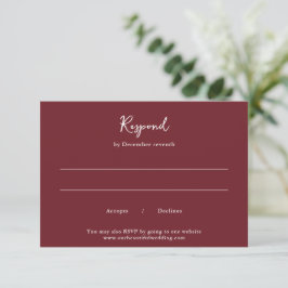 Tarjeta De Confirmación De Asistencia Elegante Boda Burgundy Limpia