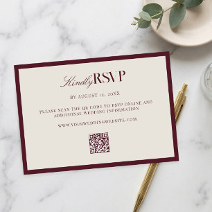 Tarjeta De Confirmación De Asistencia Elegante Boda Burgundy Old Money