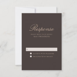 Tarjeta De Confirmación De Asistencia Elegante Boda Clásica Marrón
