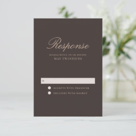 Tarjeta De Confirmación De Asistencia Elegante Boda Clásica Marrón