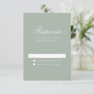Tarjeta De Confirmación De Asistencia Elegante Boda Clásica Verde Salvia