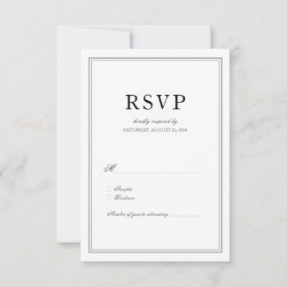 Tarjeta De Confirmación De Asistencia Elegante Boda clásico blanco y negro