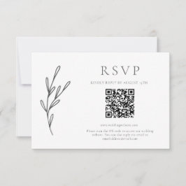 Tarjeta De Confirmación De Asistencia Elegante Boda clásico código QR monocromo