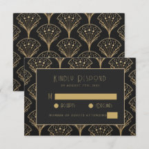 Elegante Boda Clásico De Arte Deco Negro Y Oro
