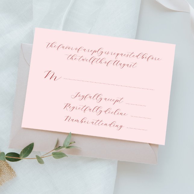 Tarjeta De Confirmación De Asistencia Elegante boda clásico del guión de caligrafía (Subido por el creador)