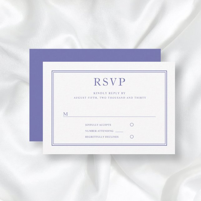 Tarjeta De Confirmación De Asistencia Elegante Boda clásico morado blanco (Subido por el creador)