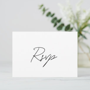 Tarjeta De Confirmación De Asistencia Elegante Boda Clásico Negro y Blanco