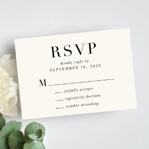 Tarjeta De Confirmación De Asistencia Elegante Boda Cream Classic
