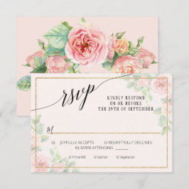 Tarjeta De Confirmación De Asistencia Elegante Boda de acuarela con guion floral de colo
