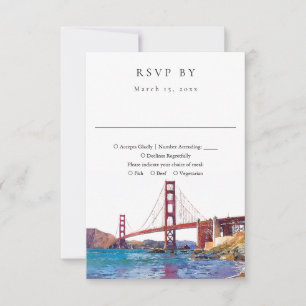 Tarjeta De Confirmación De Asistencia Elegante boda de acuarela en San Francisco