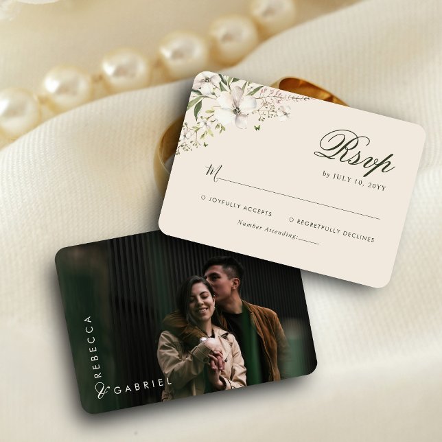 Tarjeta De Confirmación De Asistencia Elegante Boda de acuarela floral (Subido por el creador)