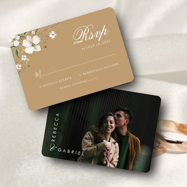 Tarjeta De Confirmación De Asistencia Elegante Boda de acuarela floral (Subido por el creador)
