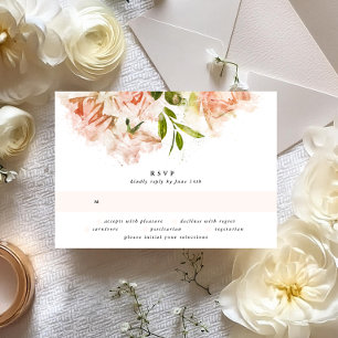 Tarjeta De Confirmación De Asistencia Elegante Boda de acuarela floral clásico
