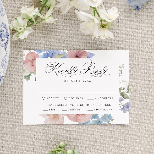 Tarjeta De Confirmación De Asistencia Elegante Boda de acuarela romántica floral (Subido por el creador)