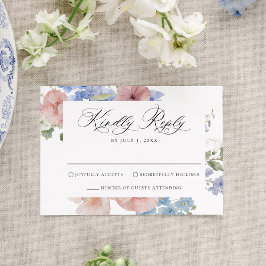 Tarjeta De Confirmación De Asistencia Elegante Boda de acuarela romántica floral