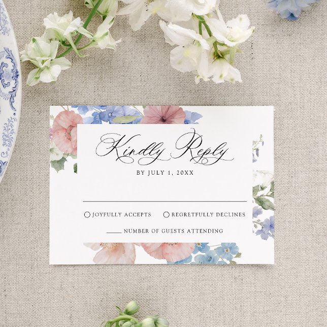 Tarjeta De Confirmación De Asistencia Elegante Boda de acuarela romántica floral (Subido por el creador)