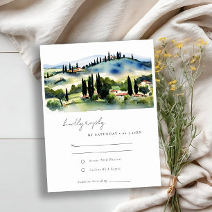 Tarjeta De Confirmación De Asistencia Elegante Boda de acuarela toscano-italiana