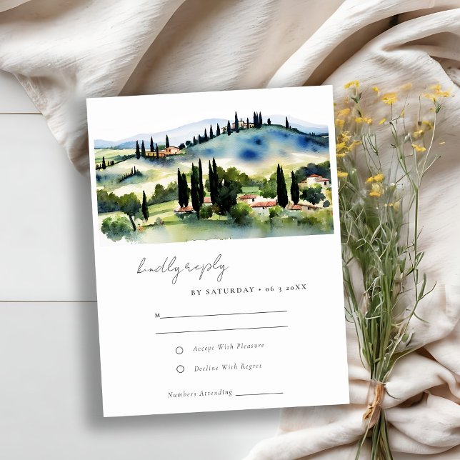 Tarjeta De Confirmación De Asistencia Elegante Boda de acuarela toscano-italiana (Subido por el creador)