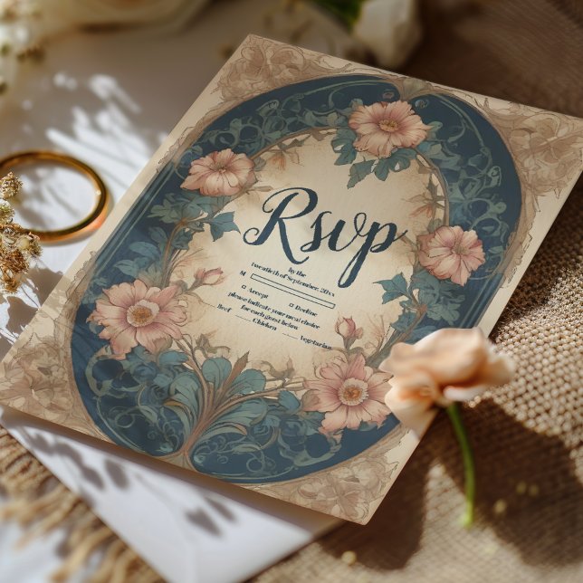 Tarjeta De Confirmación De Asistencia Elegante Boda de Art Nouveau Arch (Subido por el creador)