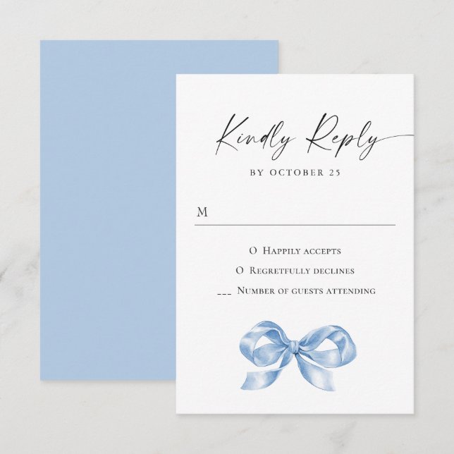 Tarjeta De Confirmación De Asistencia Elegante Boda de barniz azul turbio (Anverso / Reverso)