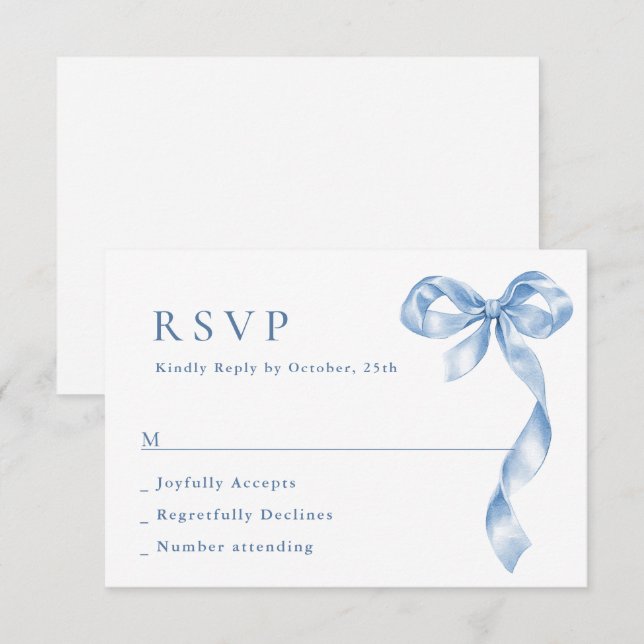 Tarjeta De Confirmación De Asistencia Elegante Boda de barniz azul turbio (Anverso / Reverso)