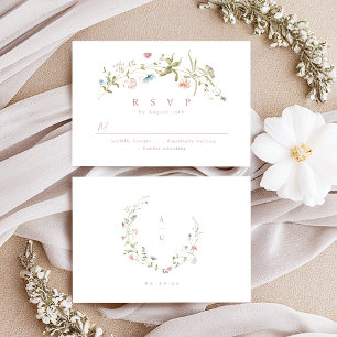 Tarjeta De Confirmación De Asistencia Elegante Boda de Boho Rústico de Flor Silvestre Ro