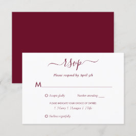 Tarjeta De Confirmación De Asistencia Elegante Boda de Borgoña