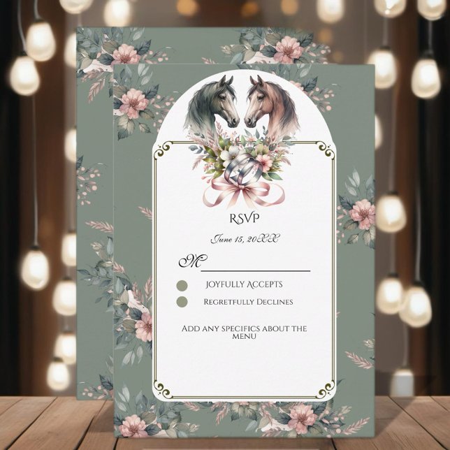 Tarjeta De Confirmación De Asistencia Elegante Boda de caballos de primavera (Enjoy this beautiful collection of elegant watercolor designs.)