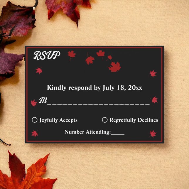 Tarjeta De Confirmación De Asistencia Elegante Boda De Caída Rústica Negra Y Moda Blanca (Subido por el creador)