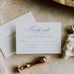 Tarjeta De Confirmación De Asistencia Elegante Boda de caligrafía azul turquesa