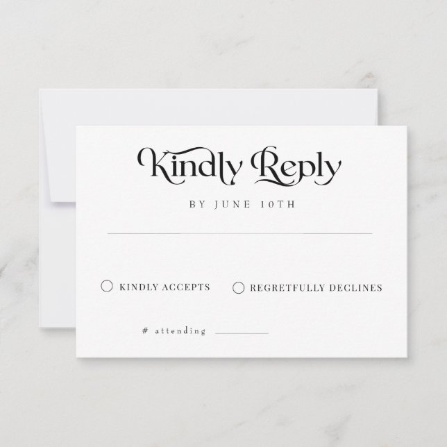 Tarjeta De Confirmación De Asistencia Elegante Boda de caligrafía clásica (Anverso)