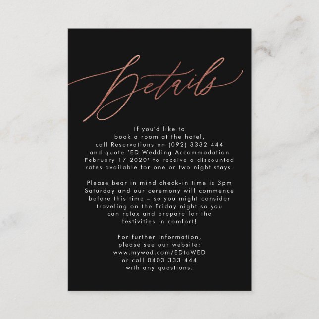 Tarjeta De Confirmación De Asistencia Elegante Boda de caligrafía de oro moderno (Anverso)