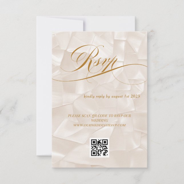 Tarjeta De Confirmación De Asistencia Elegante Boda de caligrafía mínima código QR (Anverso)