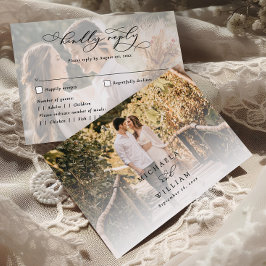 Tarjeta De Confirmación De Asistencia Elegante Boda de caligrafía moderna guión de 2 fot