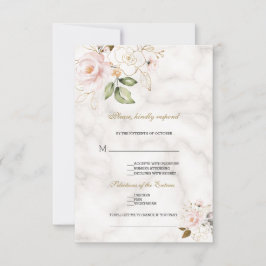 Tarjeta De Confirmación De Asistencia Elegante Boda de Canción de Rubor Gold Flowers