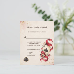 Tarjeta De Confirmación De Asistencia Elegante boda de casino de noche de acuarela burgu