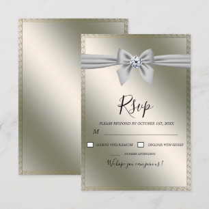 Tarjeta De Confirmación De Asistencia Elegante Boda de cinta de cinta plateada