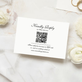 Tarjeta De Confirmación De Asistencia Elegante Boda de código QR monograma clásico con g