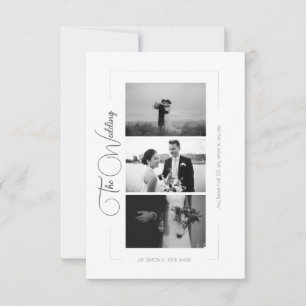 Tarjeta De Confirmación De Asistencia Elegante Boda de Collage de fotos blanco y negro