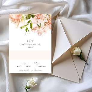 Tarjeta De Confirmación De Asistencia Elegante Boda de color de agua clásico Florals