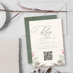Tarjeta De Confirmación De Asistencia Elegante Boda de color de agua de invierno verde c
