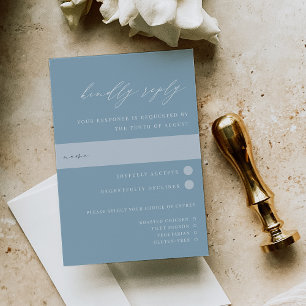 Tarjeta De Confirmación De Asistencia Elegante Boda de Comida Azul Costero