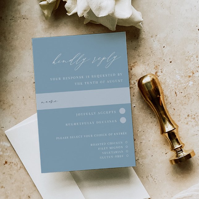 Tarjeta De Confirmación De Asistencia Elegante Boda de Comida Azul Costero (Subido por el creador)