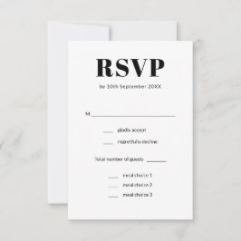 Tarjeta De Confirmación De Asistencia Elegante Boda de Comida Blanco y Negro