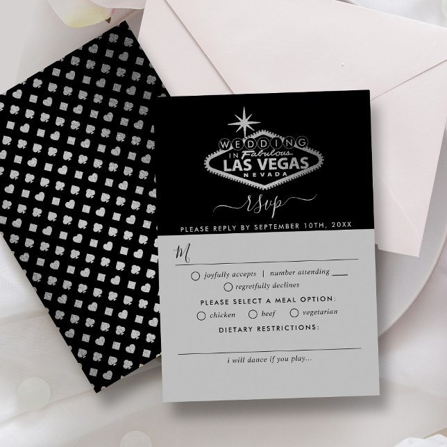 Tarjeta De Confirmación De Asistencia Elegante Boda de Destino de Las Vegas (Subido por el creador)