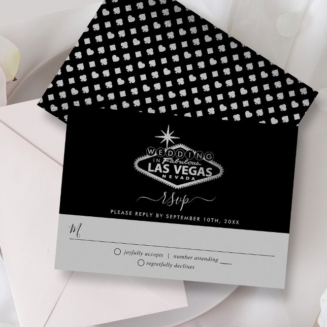 Tarjeta De Confirmación De Asistencia Elegante Boda de Destino de Las Vegas (Subido por el creador)